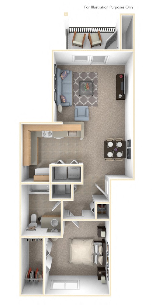 One Bedroom One Bath Floorplan at Fieldstream Apartment Homes, Iowa